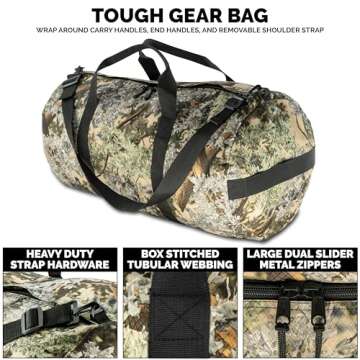 North Star Sports SD1430 Diamond Ripstop Standard Duffle Gear Bag 14"H x 14"W x 30"L, 75 Liter, Kings Camo Desert Shadow Duffel Northstar Bags