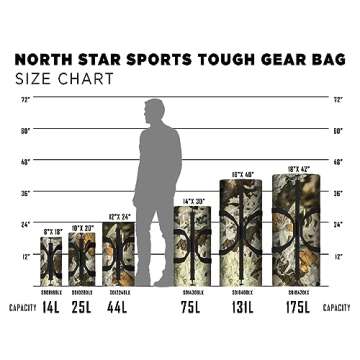 North Star Sports SD1430 Diamond Ripstop Standard Duffle Gear Bag 14"H x 14"W x 30"L, 75 Liter, Kings Camo Desert Shadow Duffel Northstar Bags