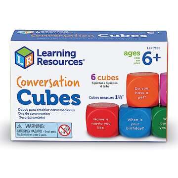 Learning Resources Conversation Cubes - 6 Pieces, Ages 6+ Foam Cubes for Social Emotional Learning, School Counselor Supplies, Speech Therapy Toys, Ice Breaker Cubes