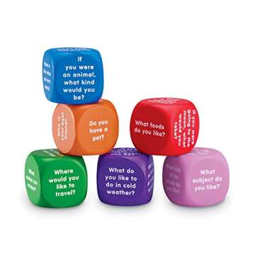 Learning Resources Conversation Cubes - 6 Pieces, Ages 6+ Foam Cubes for Social Emotional Learning, School Counselor Supplies, Speech Therapy Toys, Ice Breaker Cubes