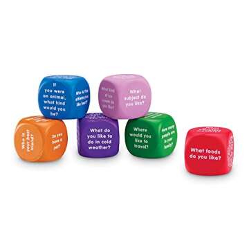 Learning Resources Conversation Cubes - 6 Pieces, Ages 6+ Foam Cubes for Social Emotional Learning, School Counselor Supplies, Speech Therapy Toys, Ice Breaker Cubes