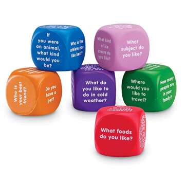 Learning Resources Conversation Cubes - 6 Pieces, Ages 6+ Foam Cubes for Social Emotional Learning, School Counselor Supplies, Speech Therapy Toys, Ice Breaker Cubes