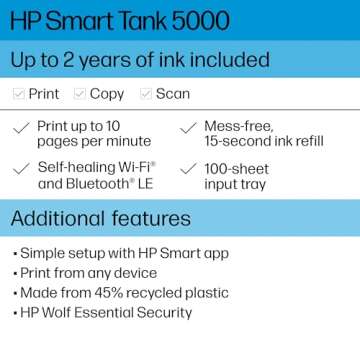 HP Smart-Tank 5000 Wireless All-in-One Printer - 2 Years Ink Included