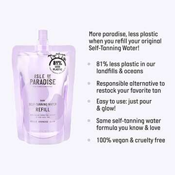 Isle of Paradise Self Tanning Water Refill, Dark (Bronzed Glow) - Sustainable Water Refill, Vegan and Cruelty Free, 6.76 Fl Oz