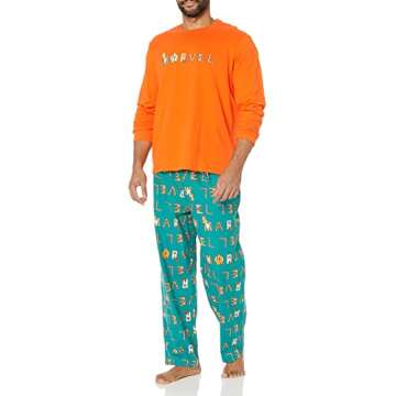 Men's Disney & Marvel Flannel Pajama Set - Festive PJs