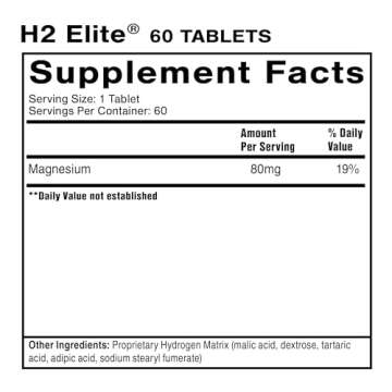 Quicksilver Scientific H2 Elite - Molecular Hydrogen for Energy + Metabolism Support, Water Tablets Perfect for Open Containers - Magnesium Malate Drink Additive (60 Molecular Hydrogen Tablets)