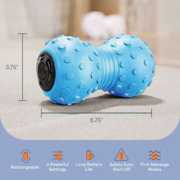 LifePro 4-Speed Vibrating Massage Ball - Peanut Massager Combines a Lacrosse Ball with Vibrating Foam Roller | Vibration Roller for Recovery, Mobility & Deep Tissue Trigger Point Therapy