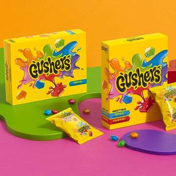 Gushers Fruit Flavored Snacks, Strawberry and Tropical Flavors, 12 ct