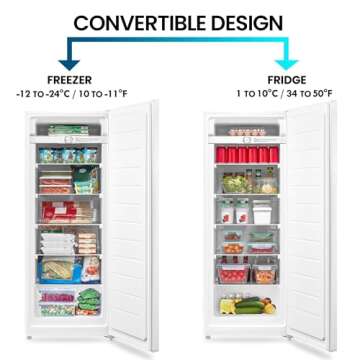 Kenmore 7 Cu Ft Convertible Upright Freezer Low-Frost Garage-Ready Small Upright Freezer Stand Up Freezer Manual Defrost Deep Freezer Removable Shelves Ideal for Basement Garage Shed Cottage