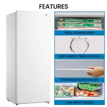 Kenmore 7 Cu Ft Convertible Upright Freezer Low-Frost Garage-Ready Small Upright Freezer Stand Up Freezer Manual Defrost Deep Freezer Removable Shelves Ideal for Basement Garage Shed Cottage