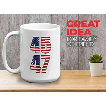 Bubble Hugs Coffee Mug - 45 47 - Presidential Election USA America Republican 47th President Campaign Political White House 15oz White