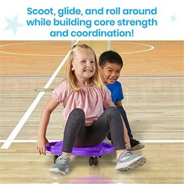 hand2mind Green Indoor Scooter Board with Handles, Floor Scooter, Sit Down Scooter, Gym Activities for Kids, Indoor Recess Games, Sport Scooters, Physical Education Equipment, Gross Motor Toys