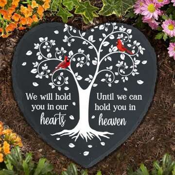 Cardinal Memorial Slate Stone - Hold You in Our Hearts, Memorial Plaque Sympathy Gifts for Loss of Loved One, Memorial Gifts for Loss of Father, Mother, Brother Garden Slate Stone TNA6