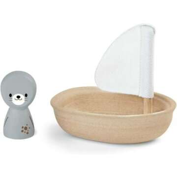 Eco-Friendly PlanToys Sailing Boat and Seal Bath Toy