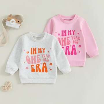 First Birthday Outfit for Baby Girls - Pink Sweatshirt, 12-18m