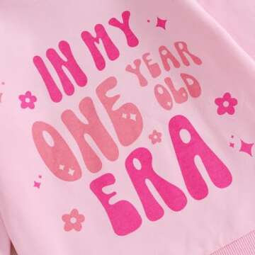 First Birthday Outfit for Baby Girls - Pink Sweatshirt, 12-18m