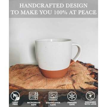 Mora Latte Mug Set of 4 - 16oz Porcelain Cups