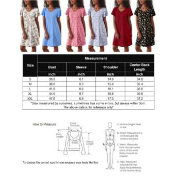 Ekouaer 2 Pack Nightgowns for Women Flare Short Sleeve Sleepshirt V Neck Sleepwear Pajama Dress Leopard+Butterfly XL