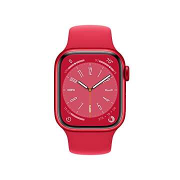 Apple Watch Series 8 [GPS, 41mm] - Red Aluminum Case with Red Sport Band, S/M (Renewed)