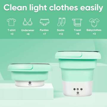 Portable Washing Machine,6.5L Folding Washing Machine,Mini Washer,Small Portable Washer Easy to Carry,Suitable for Apartments, Dormitories, Camping, RV, Travel Laundry,Hotels (Green-6.5L)