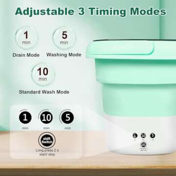 Portable Washing Machine,6.5L Folding Washing Machine,Mini Washer,Small Portable Washer Easy to Carry,Suitable for Apartments, Dormitories, Camping, RV, Travel Laundry,Hotels (Green-6.5L)