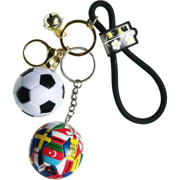 Hzloyat Soccer Keychains Soccer Ball Key Chain With National Flags Printed 2022 World Cup Soccer Ball Keychain Soccer Gifts for Men Boys Girls Sports Fan