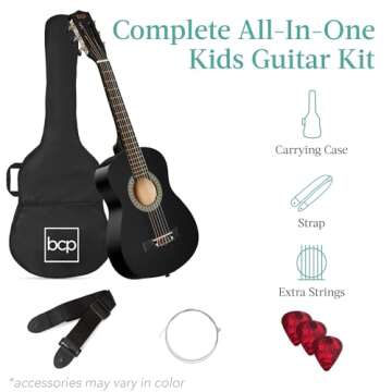 Best Choice Products 30in Kids Acoustic Guitar Beginner Starter Kit with Strap, Case, Strings - Black