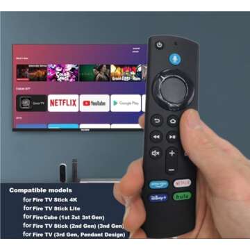 Fire Stick Remote Replacement Control Controller for Fire Stick 2nd Gen, 3rd Gen, Lite, 4K,4K MAX Cube 1st Gen, 2nd Gen, 3nd Gen Fire 3rd Gen Pendant Design 10.10.1