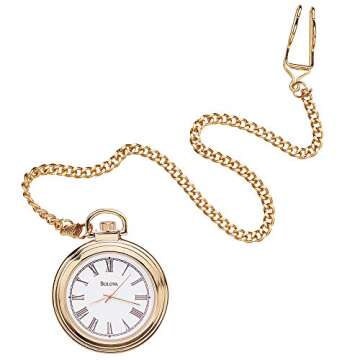 Luxury Bulova Ashton B2662 Pocket Watch in Gold-Tone Finish with Box