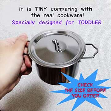 Kids Pots and Pans Set, Real Steel Toddler pots and Pans Set, Kids Play Kitchen Accessories, Play Pots and Pans Sets for Kids Kitchen Games.Tiny Kitchen Set for Cooking Real Food, Ages 3+.