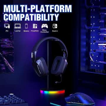 WolfLawS TA3000 Wireless Gaming Headset for PC, PS5, PS4, Switch, Mac, Bluetooth USB Over-Ear Headphones with Detachable and Built-in Mics, Noise Isolation, Low Latency, Lightweight