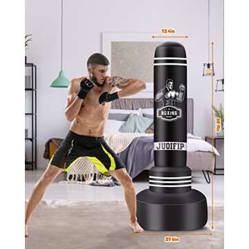 JUOIFIP Freestanding Punching Bags for Adults - 69" Heavy Punching Bag with Stand - Men Standing Boxing Bag Inflatable Kickboxing Bag for Training MMA Muay Thai Fitness