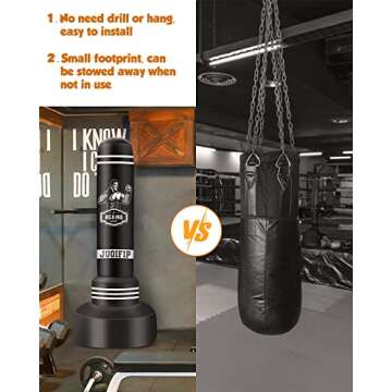 JUOIFIP Freestanding Punching Bags for Adults - 69" Heavy Punching Bag with Stand - Men Standing Boxing Bag Inflatable Kickboxing Bag for Training MMA Muay Thai Fitness