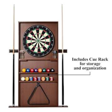 Billiards 90" Ball and Claw Leg Pool Table with Cue Rack, Dartboard Set, Green, New