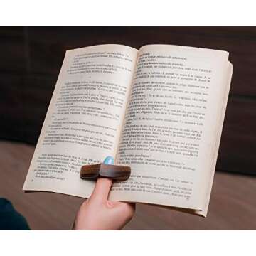 TILISMA Book Page Holder – Handmade Natural Walnut Thumb Bookmark - Novel Reading Accessories Gifts for Readers, Book Lovers Gifts, Bookworm Gifts, Literary Gifts - Book Accessories (Small - 0.78")