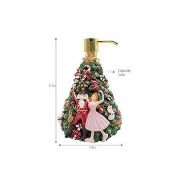 Indecor Home Nutcracker Ballet Tree Lotion Pump - Festive Holiday Soap Dispenser for Bathroom Decor, Christmas Themed Lotion Pump Accessory, Green