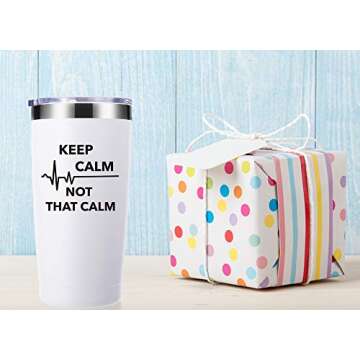 momocici Keep Calm Not That Calm 20 OZ Tumbler.Thank You Appreciation Doctor Nurse Gifts.Birthday,Christmas,Medical Nursing Graduation Gifts for Doctor,Nurse,Medical Worker Travel Mug(White)