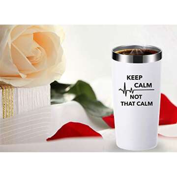 momocici Keep Calm Not That Calm 20 OZ Tumbler.Thank You Appreciation Doctor Nurse Gifts.Birthday,Christmas,Medical Nursing Graduation Gifts for Doctor,Nurse,Medical Worker Travel Mug(White)