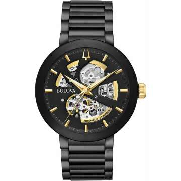 Discover the Bulova Men's Modern 3-Hand Automatic Watch with Stunning Open Aperture Dial