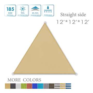 LOVE STORY 12' x 12' x 12' Triangle Straight Sides Sand Sun Shade Sail Canopy UV Block Awning for Outdoor Patio Garden Backyard