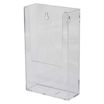 Clear-Ad - Acrylic Wall Mount Trifold Brochure Holder 4x9 (Pack of 6) - Plastic Hanging Rack Card Holders - Wall Mounted Literature, Pamphlet, Envelopes, Bills, Mail, Letters, Menu Display - LHW-M141