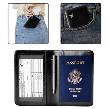 Awalis Passport and Vaccine Card Holder Combo Rfid Blocking, Passport Holder with Vaccine Card Slot Fits 4.3 X 3.5 inches Vaccine Card, Travel Essentials Passport Cover with Vaccine Card Holder for Women and Men Black