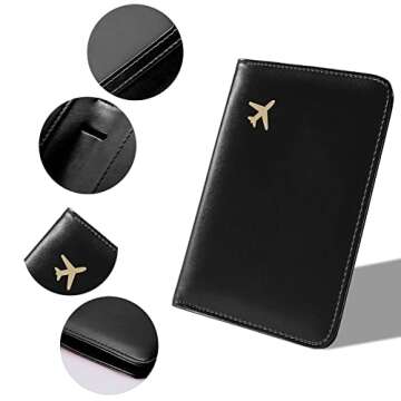 Awalis Passport and Vaccine Card Holder Combo Rfid Blocking, Passport Holder with Vaccine Card Slot Fits 4.3 X 3.5 inches Vaccine Card, Travel Essentials Passport Cover with Vaccine Card Holder for Women and Men Black