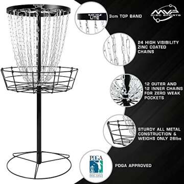 MVP Disc Sports Black Hole Lite 24-Chain Disc Golf Basket Target