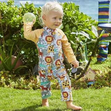 UV SKINZ Baby Boys’ Sun and Swimsuit with UPF 50+ Sun Protection – One-Piece Swimsuit, Baby and Toddler Full Coverage Swim - Jungle Jive - 6/12M