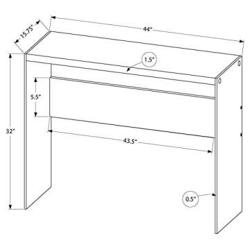 Monarch specialties , Console Sofa Table, Tempered Glass, Glossy White, 44"L