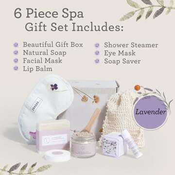 Luxurious Lizush Lavender Spa Gift Set - 6 Piece Relaxation Basket