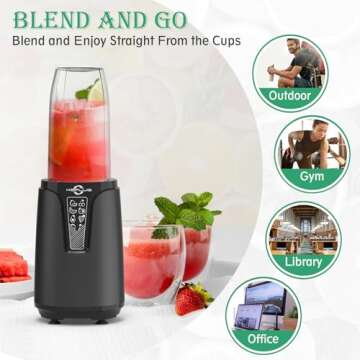 Portable Blender for Shakes and Smoothies, 850W Personal Blenders for Kitchen with 6 Fins Blender Blade,Smoothie Blender with 2 * 20oz To-Go Cup，Countertop Blender for Fruit Protein Drink Baby Food