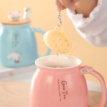 Cute Cat Mug Set with Kitty Lid, Spoon & Coaster