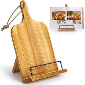 Tunyet Cookbook Stand, Recipe Book Holder for Kitchen Counter, Adjustable Book Stand, Wooden Cookbook Holder,Cookbook Stand for Kitchen Counter Cookbook Holder Stand (Antique)